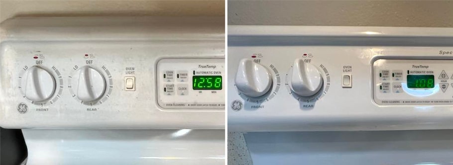Oven cleaning detail - before and after